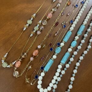 Elegant Multi-Color Beaded Necklace Set- 6 included